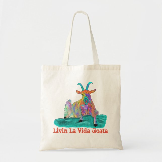Livin La Vida Goata Funny Screaming Goat Design Tygkasse (Framsidan)