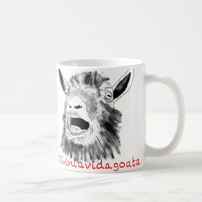 Livin La Vida Goata Funny Screaming Goat Teckning Kaffemugg (Höger)