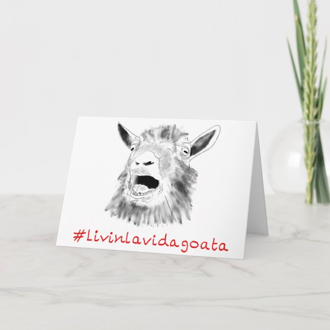 Livin La Vida Goata Funny Screaming Goat Teckning Kort (Framsida)