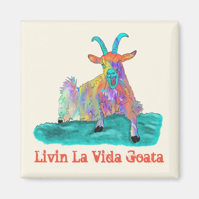 Livin La Vida Goata Screaming Goat Funny Animal Magnet (Framsidan)