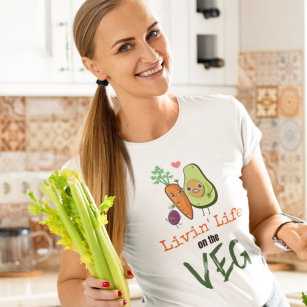 Livin Life på Veg Vegan Humor-citatet T Shirt
