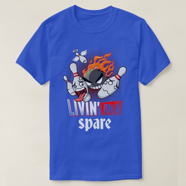 Livin on a Spare Funny Bowling Player Bowlers Spor T Shirt (Design framsida)