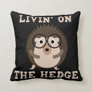 Livin på Hedge Funny Hipster Hedgehog Kudde