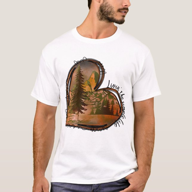 Livin the Simple Life Heart Natature T Shirt (Framsida)