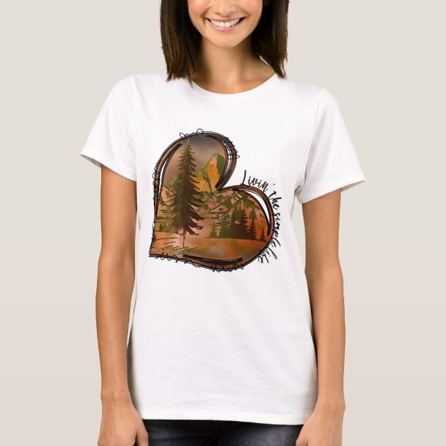Livin the Simple Life Heart Natature T Shirt (Framsida)