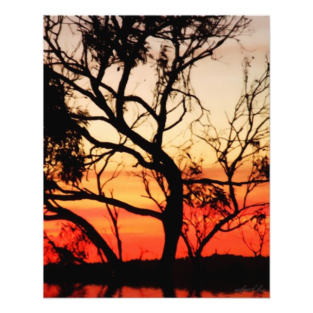 Living Art Sunset Silhouette Photo Fototryck (Framsidan)