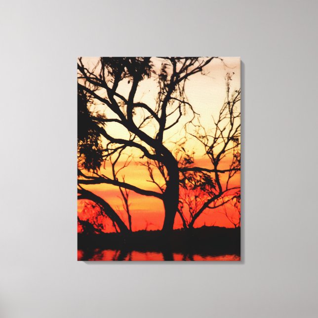 Living Art Sunset Silhouette Wrapped Canvas (Framsida)