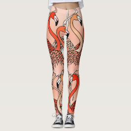 Living Coral Färg Flamingos Leggings