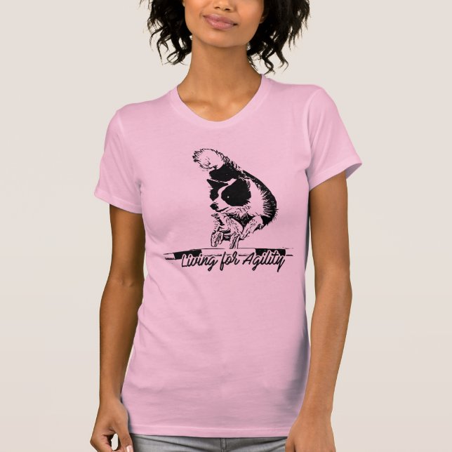 Living For Agility Border Collie Jumping T-shirt (Framsida)