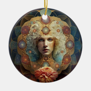 Living Mandala Visionary Art Julgransprydnad Keramik