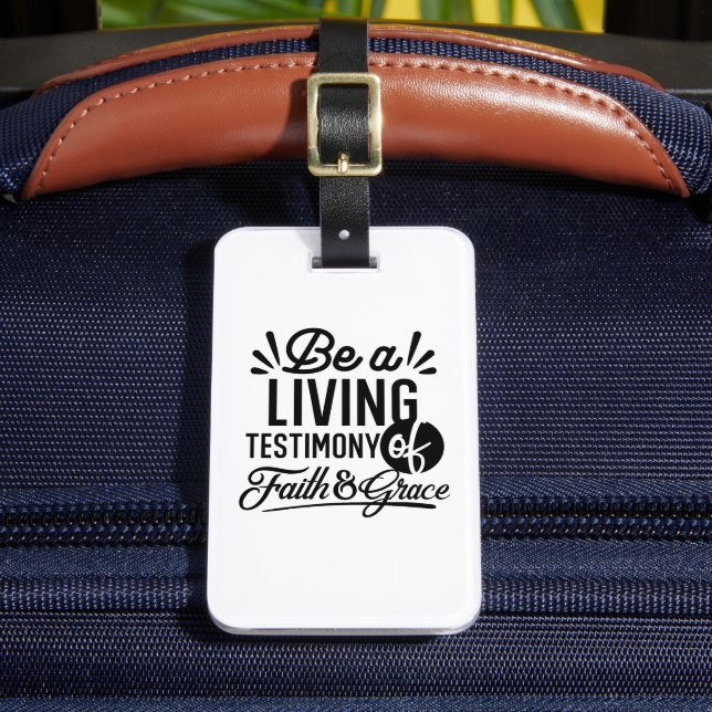 Living Testimony Bible Quote Christian Motivation Bagagebricka (Framsida Insitu 2)