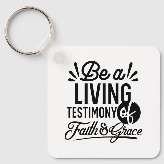 Living Testimony Bible Quote Christian Motivation Nyckelring (Framsida)