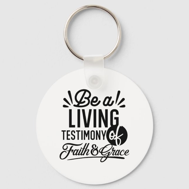 Living Testimony Bible Quote Christian Motivation Nyckelring (Framsida)