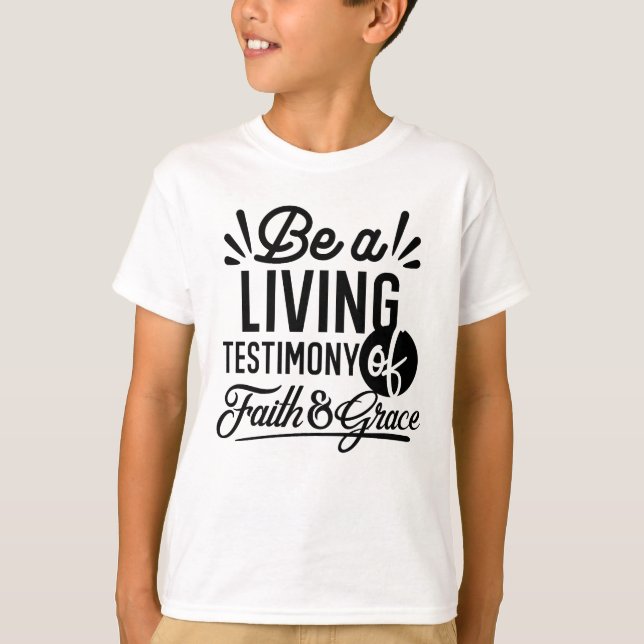 Living Testimony Bible Quote Christian Motivation T Shirt (Framsida)