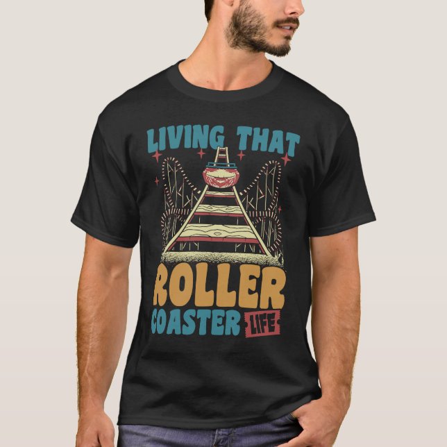 Living That Roller Coaster Life Retro Wood Coaster T Shirt (Framsida)