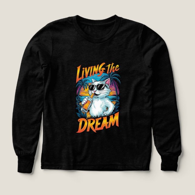 Living the Dream Cool Cat T-Shirt (Design framsida)