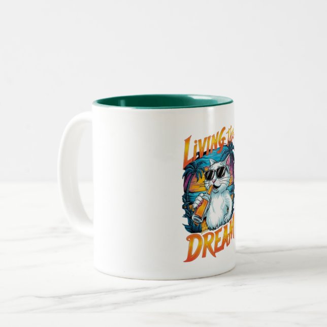 Living the Dream-mugg: Där drömmar blir verklighet Två-Tonad Mugg (Framsida vänster)