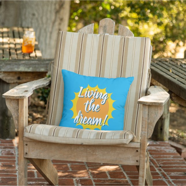 Living the dream sunshine outdoor pillow kudde (Stol)