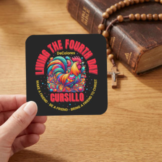 Living The Fourth Day Cursillo DeColores Rooster Fyrkantigt Klistermärke