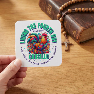 Living The Fourth Day Cursillo DeColores Rooster Fyrkantigt Klistermärke