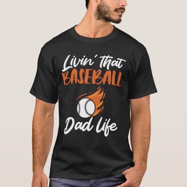 Livinhat Baseball Dad Life Sports Fathers Day fami T Shirt (Framsida)