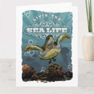 Livin'Sea Life Turtle Foltytt Card Kort