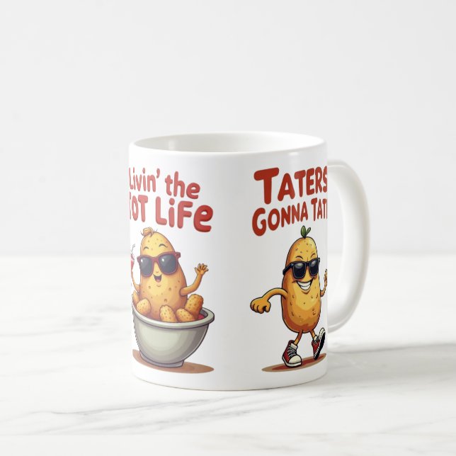Livin't Life - Funny Tater Tots Potato Kaffemugg (Framsida höger)