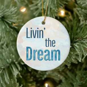 Livin'the Dream Himlar Background Julgransprydnad Keramik