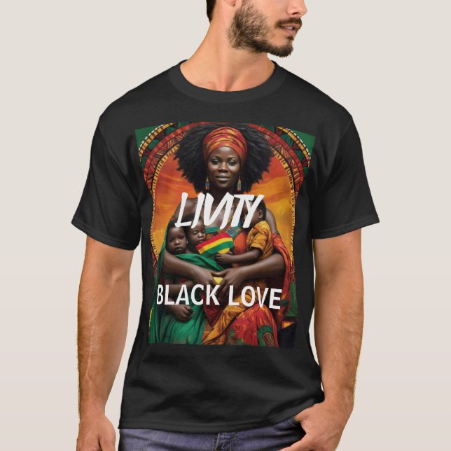 LIVITY BLACK KÄRLEK Basic Mörk T-Shirt (Framsida)