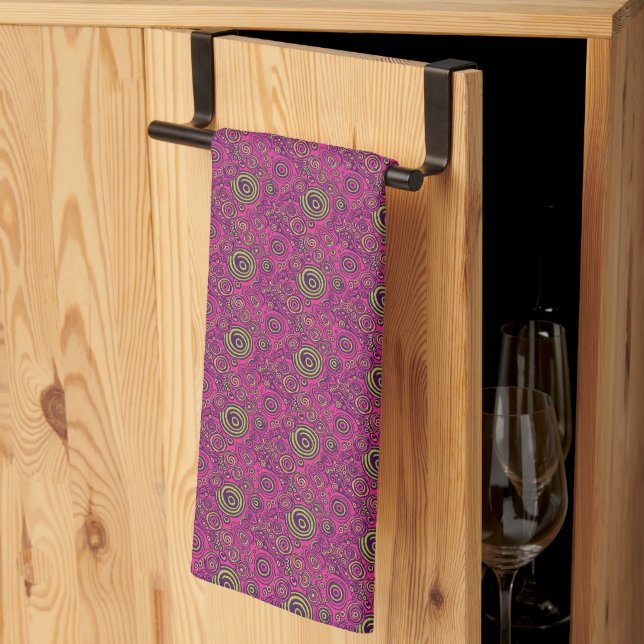 Livlig 60-tals Psykedelisk Paisley Retro Virvel Kökshandduk (Thirds Fold)