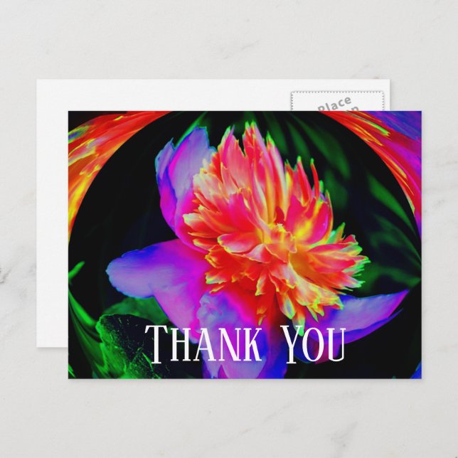 Livlig Abstrakt Blomma Tacksamhets Postkort Vykort (Fram/baksida)