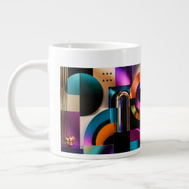 Livlig Abstrakt Geometrisk Former Designpresent Jumbo Mugg