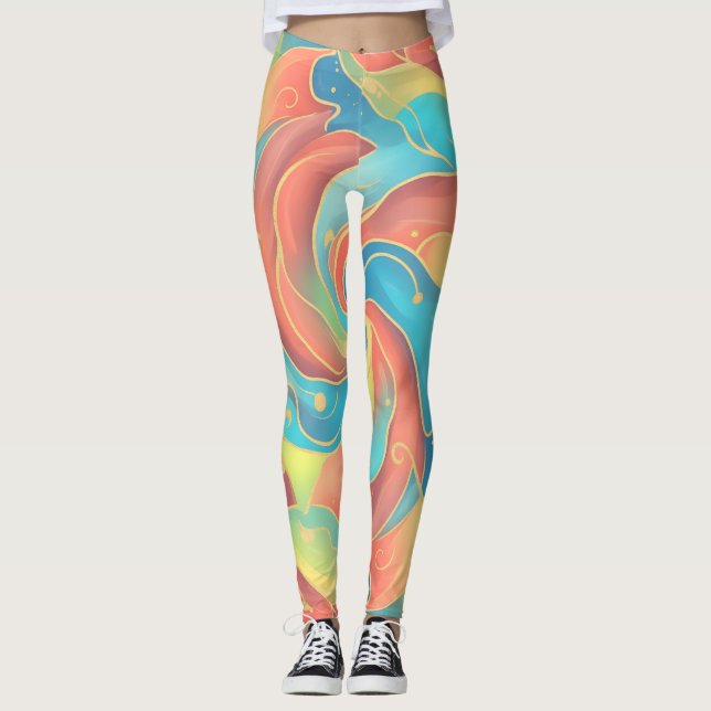 Livlig Abstrakt Leggings (Framsida)