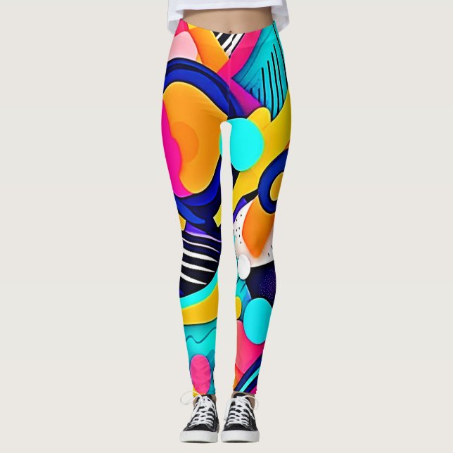 Livlig Abstrakt Popkonst Leggings (Framsida)