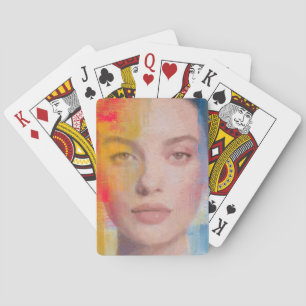 Livlig Abstrakt Porträtt Med Impasto Casinokort