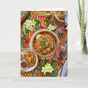 Livlig afrikansk Jollof-ris fest gratulationskort Kort