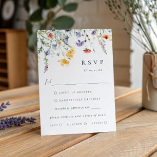 Livlig akrylmålning Blommig Bröllop RSVP-kort OSA Kort