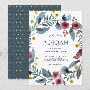 Livlig akvarellblomma Aqiqah Inbjudningar