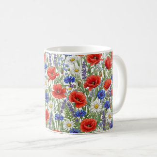 Livlig äng med vilda blommor koppvärmare kaffemugg