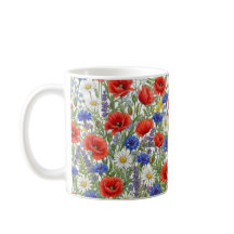 Livlig äng med vilda blommor koppvärmare