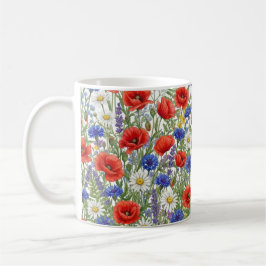 Livlig äng med vilda blommor koppvärmare kaffemugg