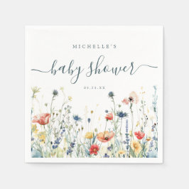 Livlig Baby Shower för Vilda Blommor Pappersservett