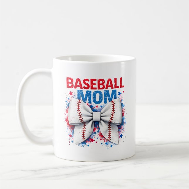 Livlig Basebollbåge MAMA - Söt Matchdag Kaffemugg (Vänster)