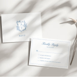 Livlig blå skript monogram RSVP-kort Inbjudningar