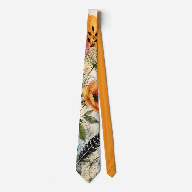 Livlig Blandteknik Collage Konst med Botaniska Mot Slips (Framsida)