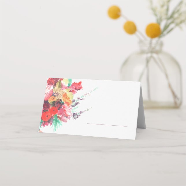 Livlig Blombukett Platskort Placeringskort (Framsida)