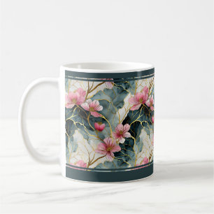 Livlig blomkruksmugg med asiatisk design kaffemugg