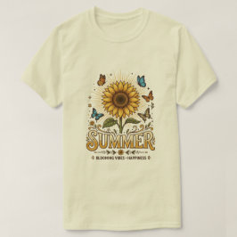 Livlig blommande sommarsolsikke med fjärilar t shirt