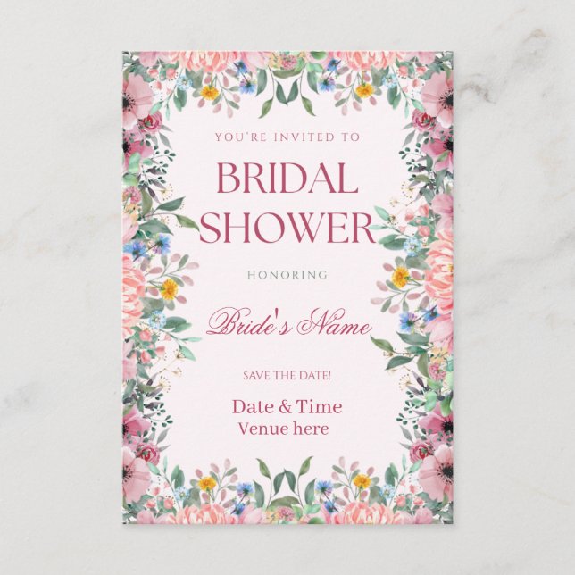 Livlig Blommig Kant Bröllopsfestinbjudan Inbjudningar (Framsida)