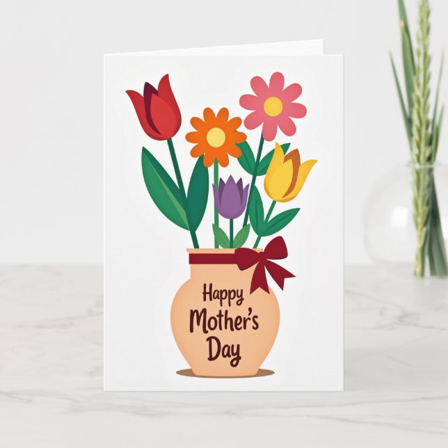 Livlig Blommig Morsdagskort Kort (Framsida)
